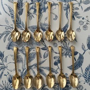 12 Retroneu Kimberly Gold Electroplated 18/8 Stainless Demitasse Spoons.